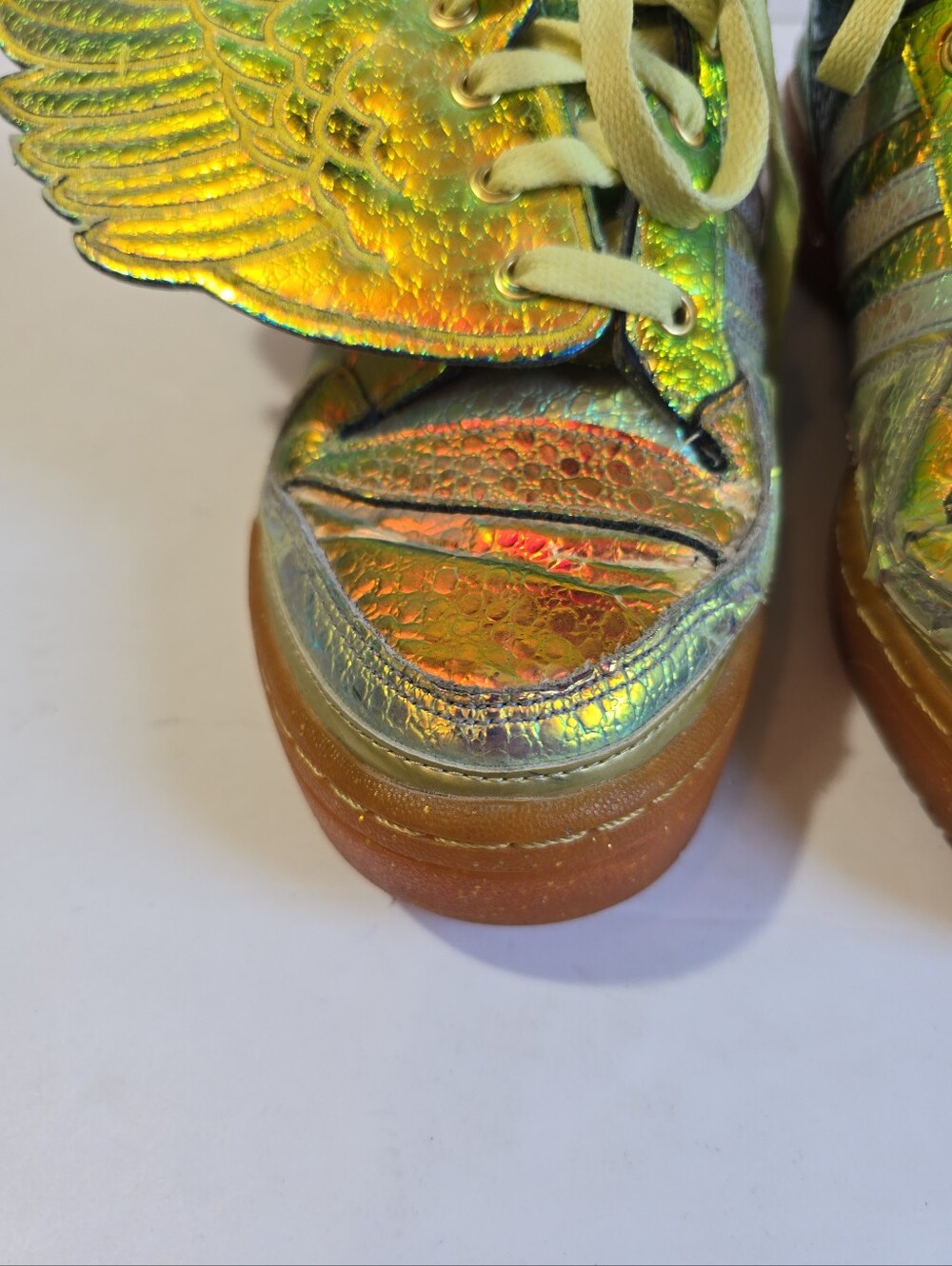 Adidas X Jeremy Scott Gold Foil Winged High-Top Sneakers Mens Size 8 - Picture 4 of 13
